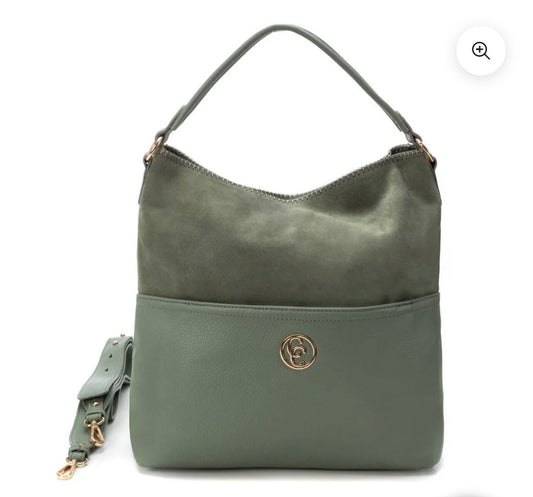 Carmela leather and suede shoulder bag