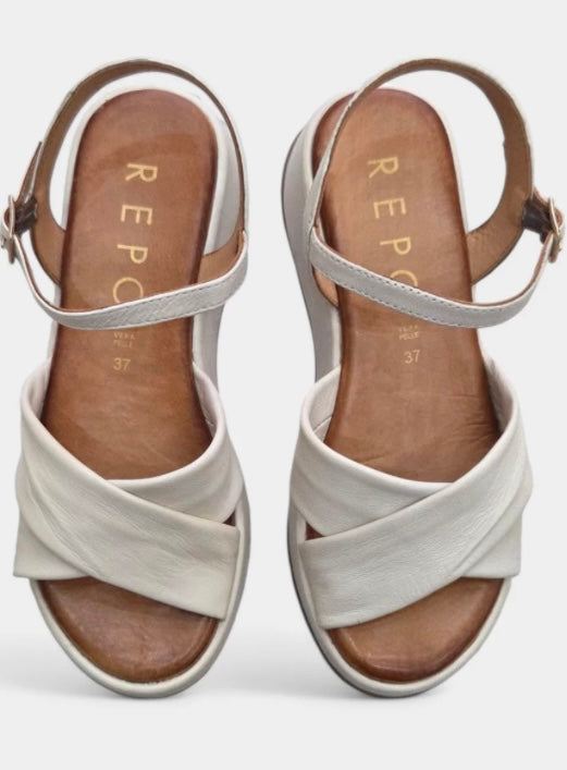 Repo beige leather platform sandals