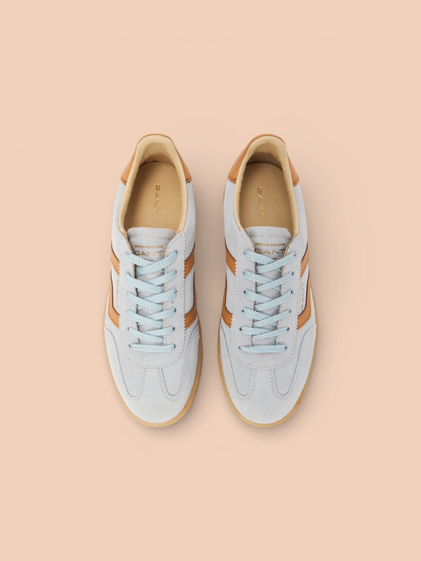 Gant sky blue suede and tan leather sneaker - Melissakshoes