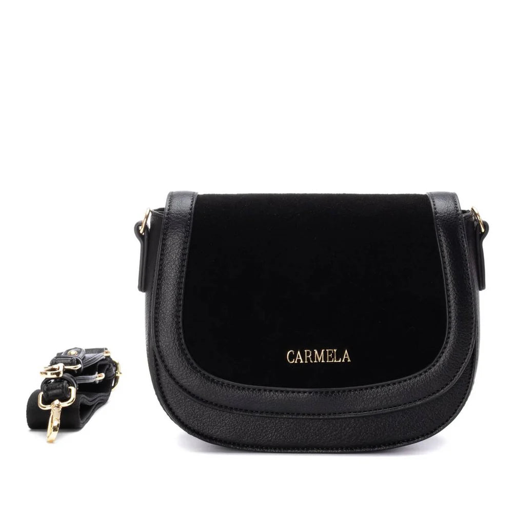 Carmela black leather and suede crossbody bag