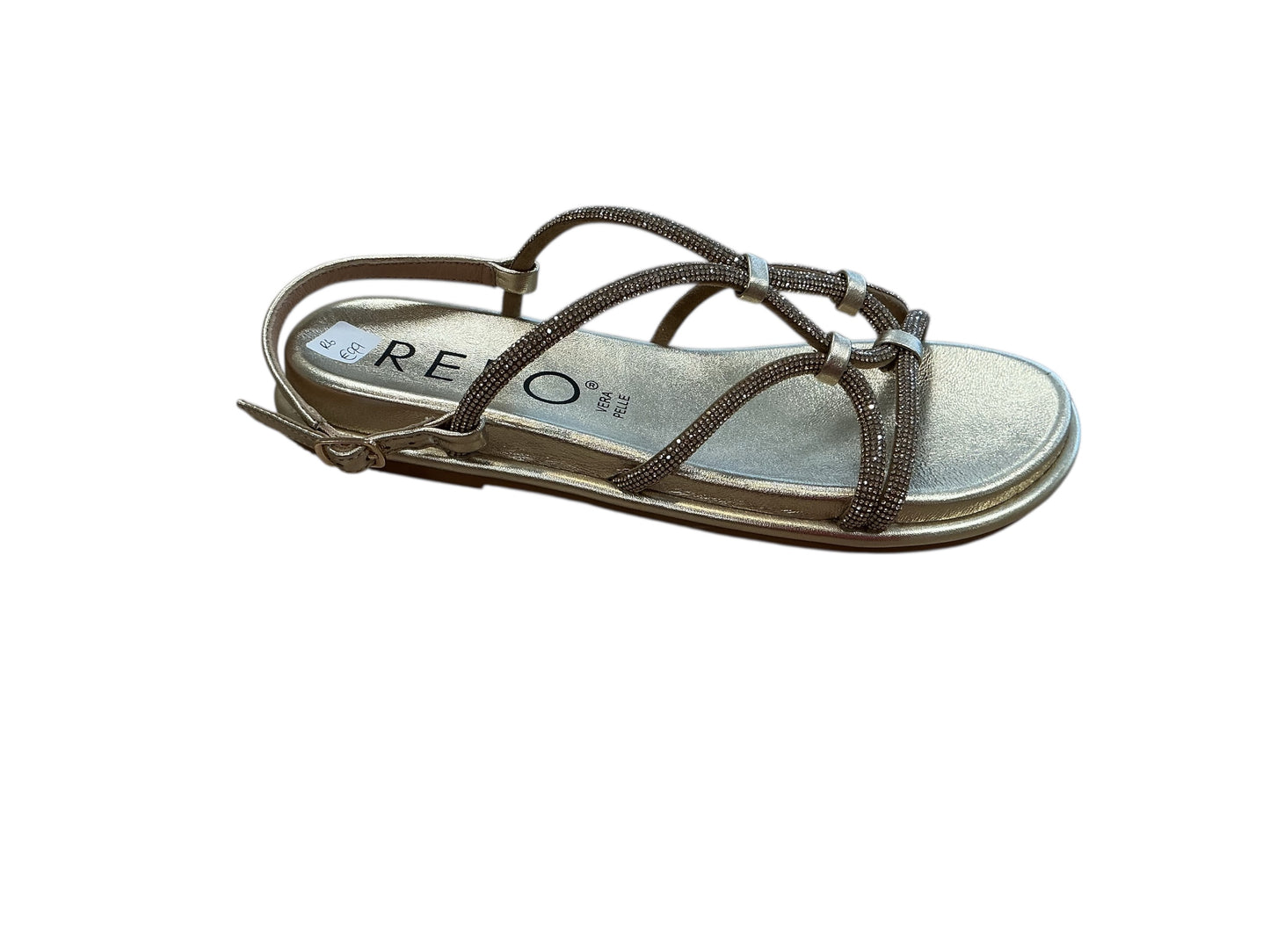 Repo gold diamanté leather strap sandal - Melissakshoes