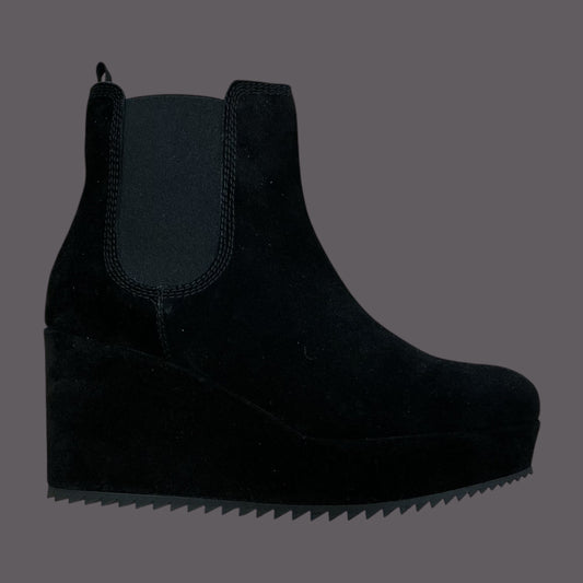 pedrogarcía black suede platform slip on ankle boot