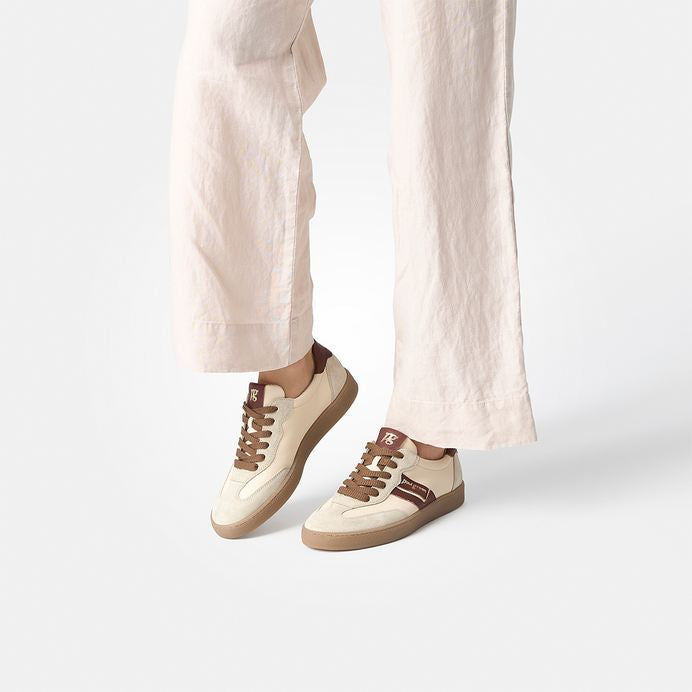 Paul Green cream and tan leather and suede sneakers - Melissakshoes