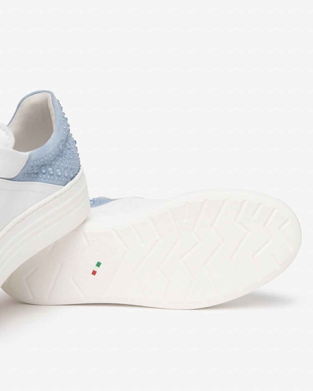 NeroGiardini white and blue leather and suede platform sneaker - Melissakshoes
