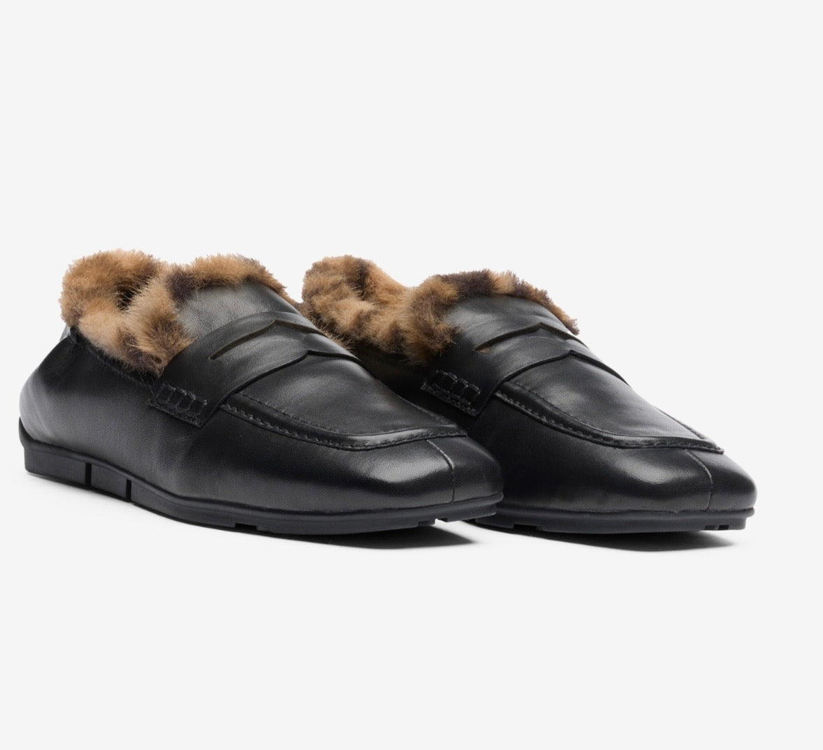 ASH Barkley fur black leather loafer
