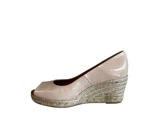 Marian nude patent leather peep toe wedge sandal