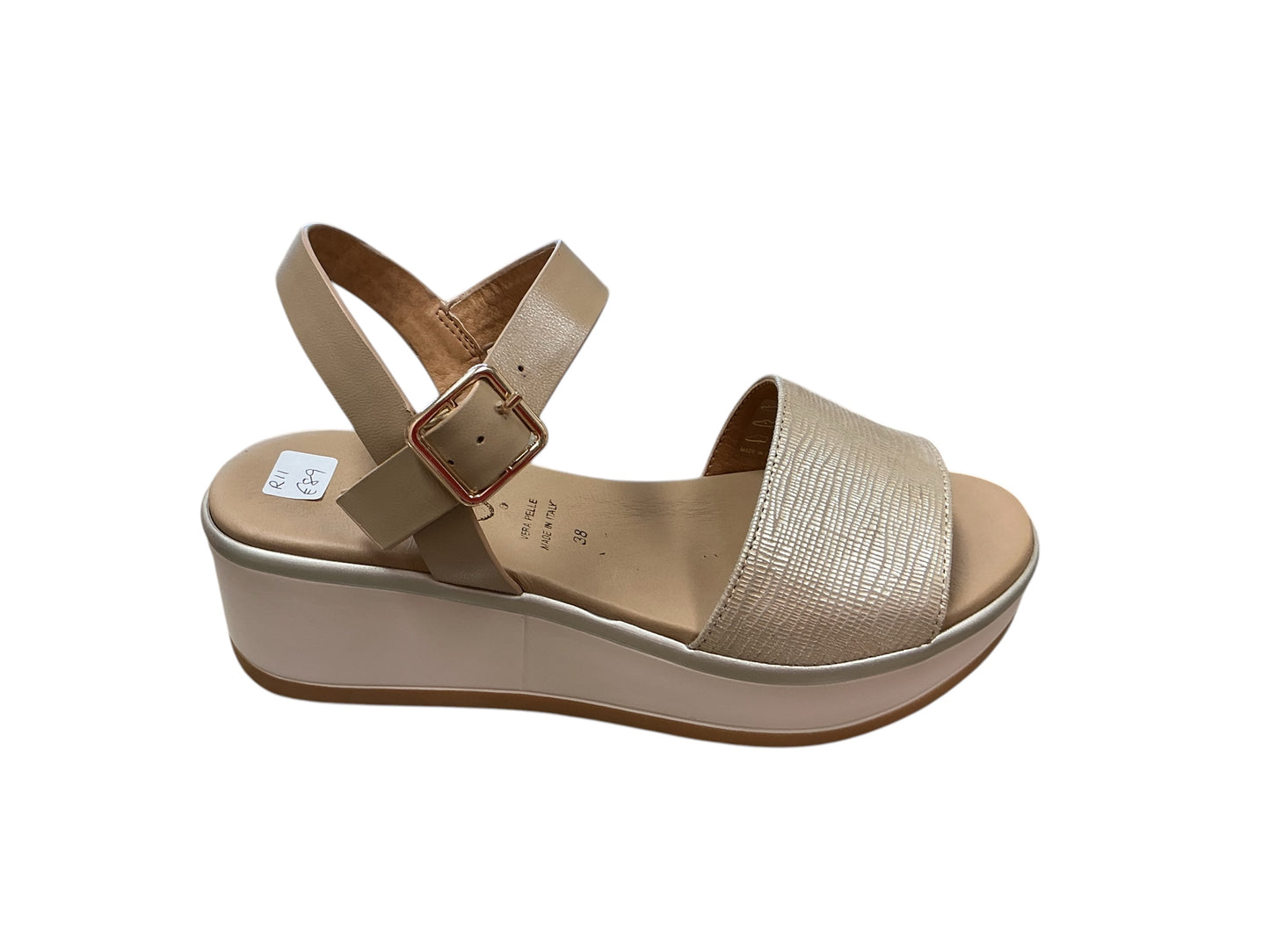 Repo gold and camel wedge leather sandal
