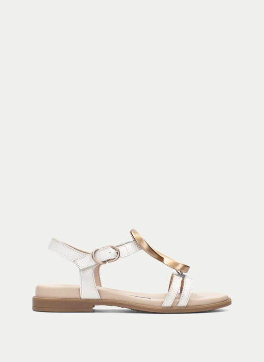 Hispanitas white and gold leather flat sandals