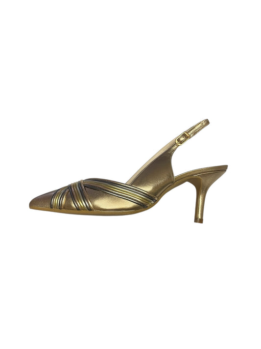 Lodi gold leather slingbacks