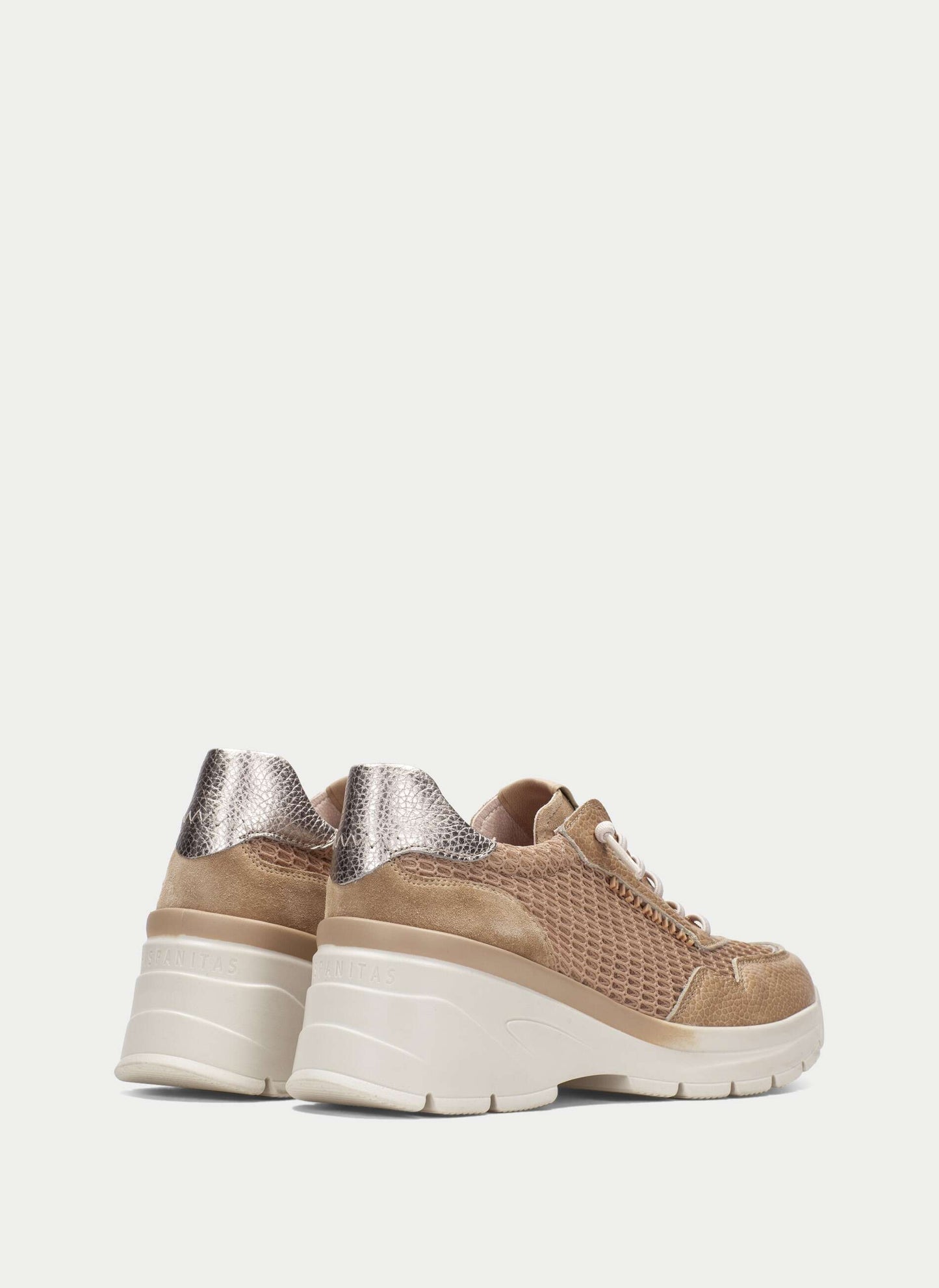 Hispanitas camel leather and mesh wedge sneaker