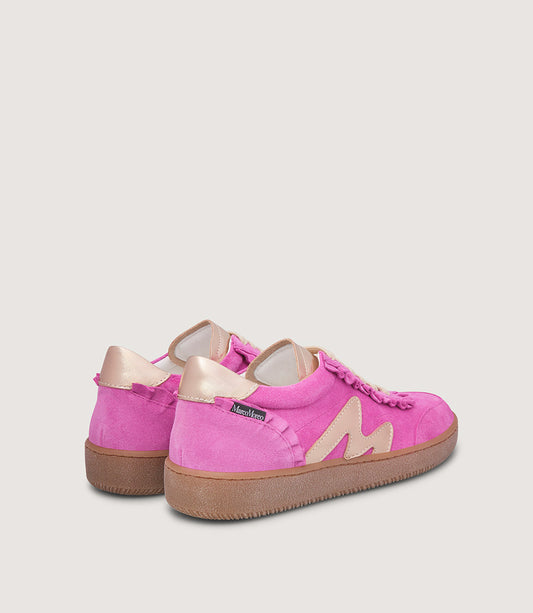 Marco Moreo pink and gold suede sneakers