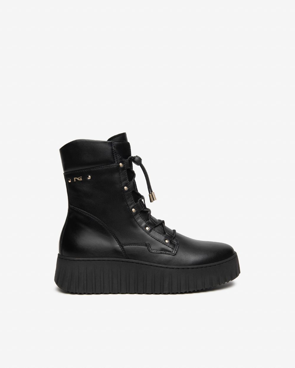 NeroGiardini black leather wedge ankle boots