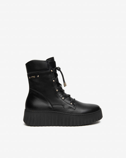 NeroGiardini black leather wedge ankle boots