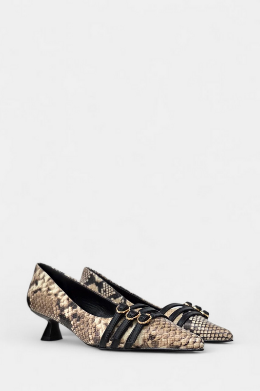 Lodi snakeskin kitten heel shoes