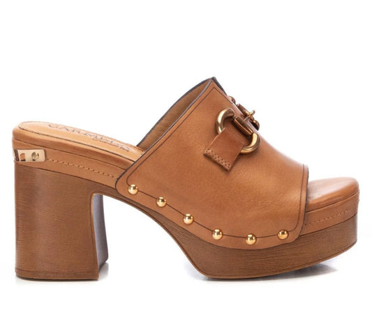Carmela tan leather sandals with buckle detail