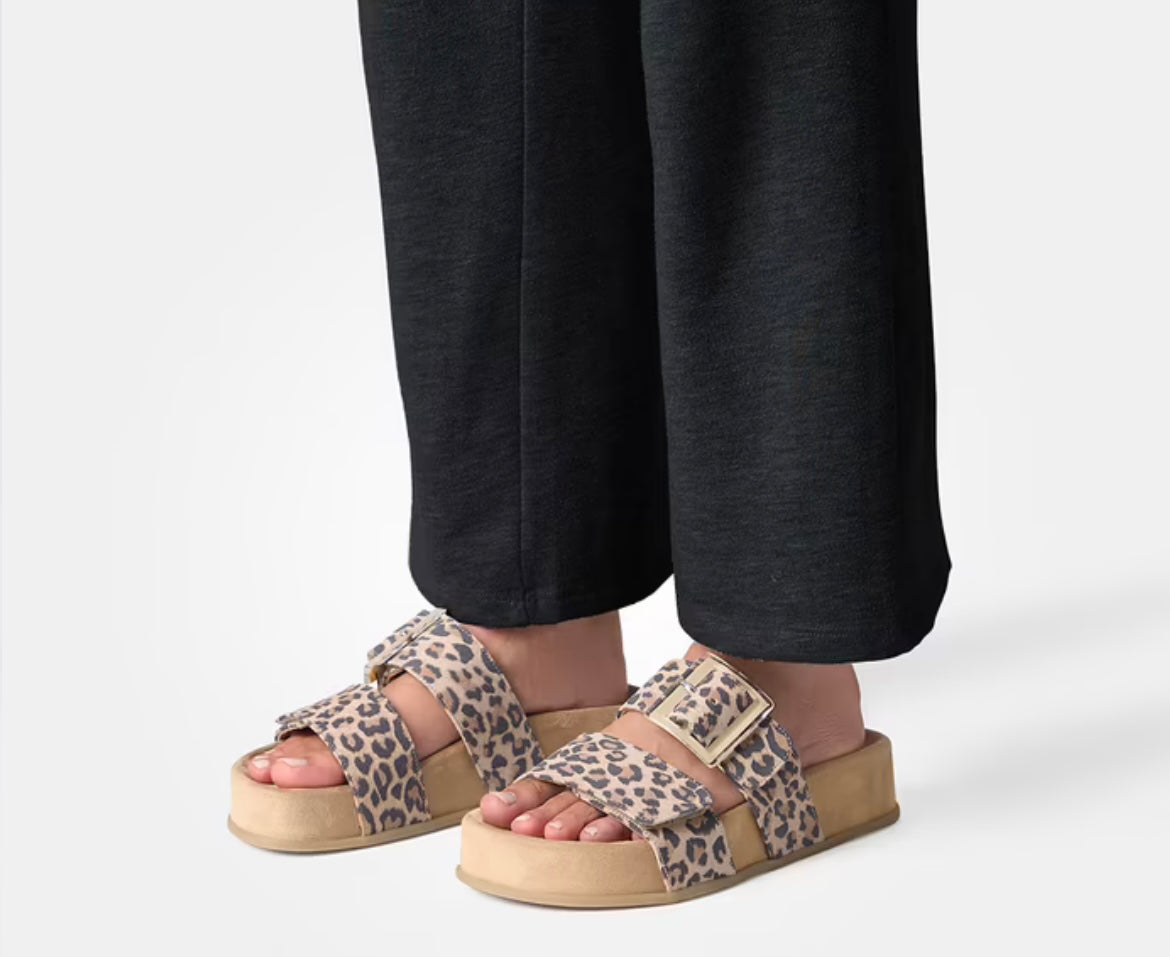 Paul Green leopard print suede platform sandals