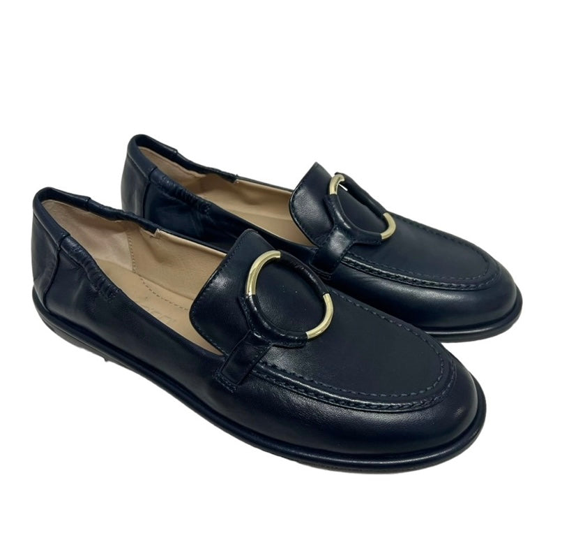 Pomme D’or navy leather moccasins