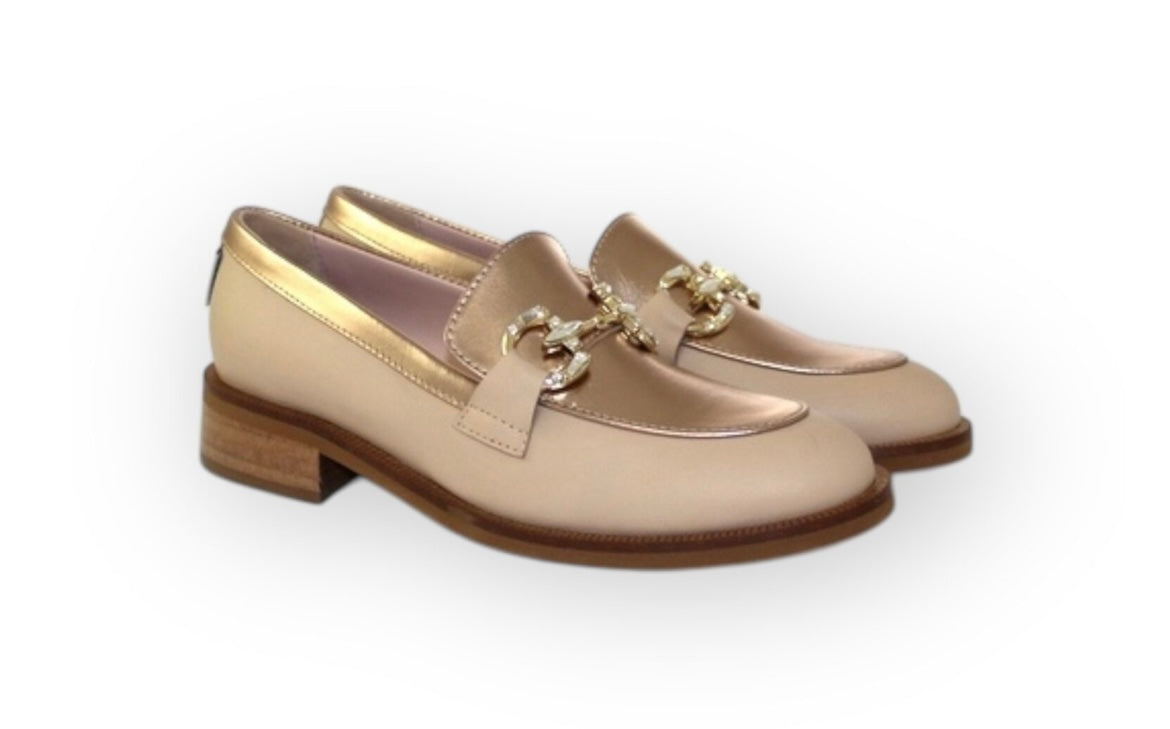 Marco moreo soft biscuit and gold leather loafers