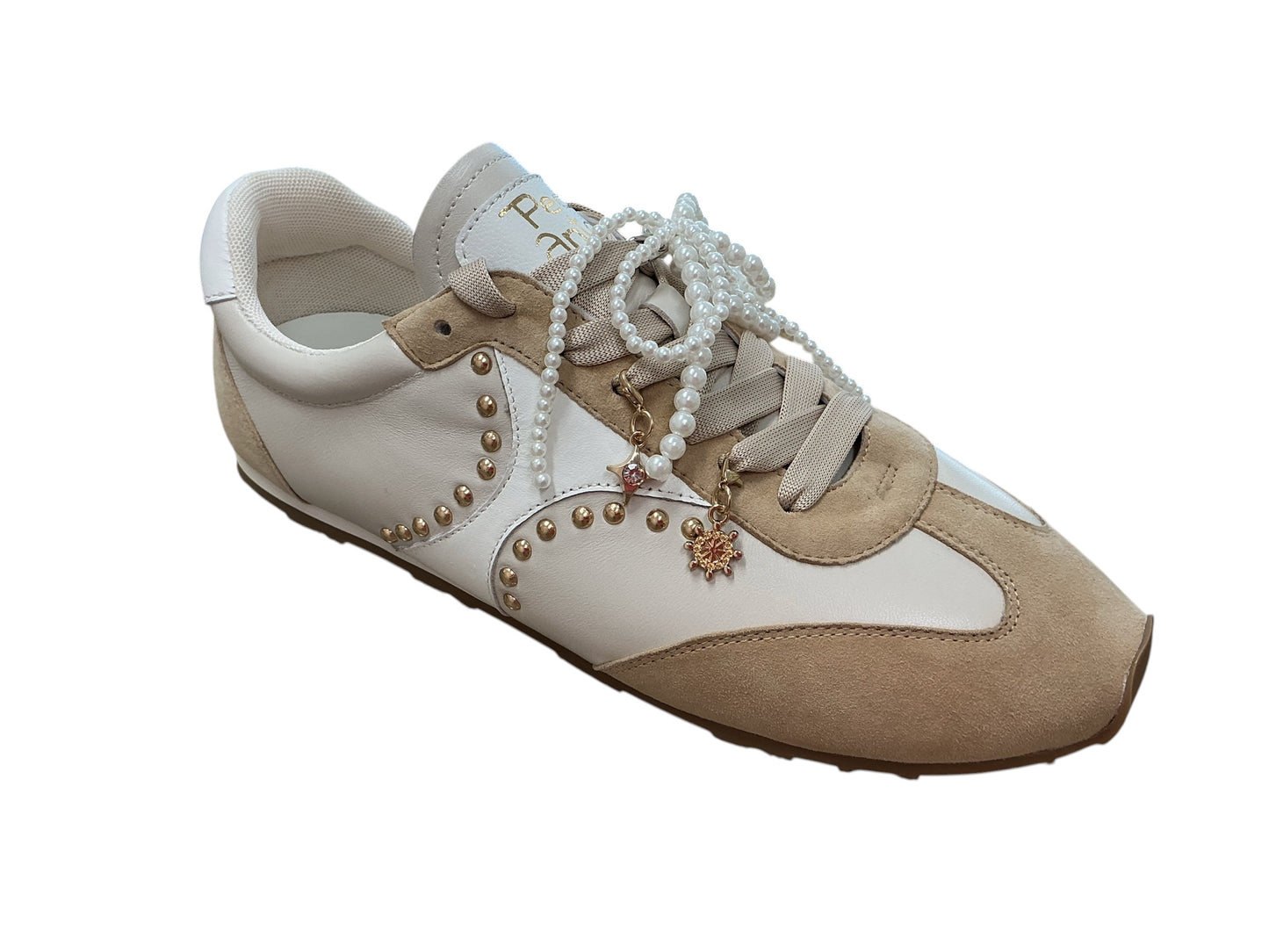 Pedro Anton cream leather and beige suede ultralight sneakers with a modern twist