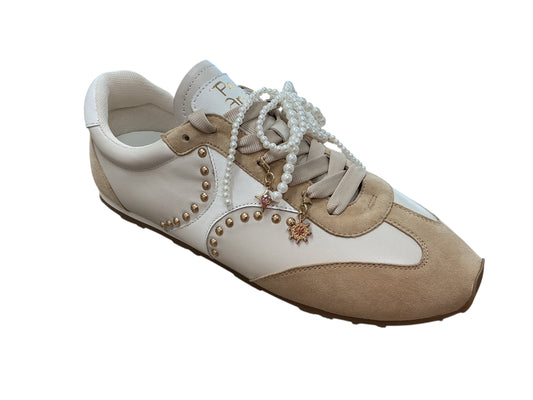 Pedro Anton cream leather and beige suede ultralight sneakers with a modern twist