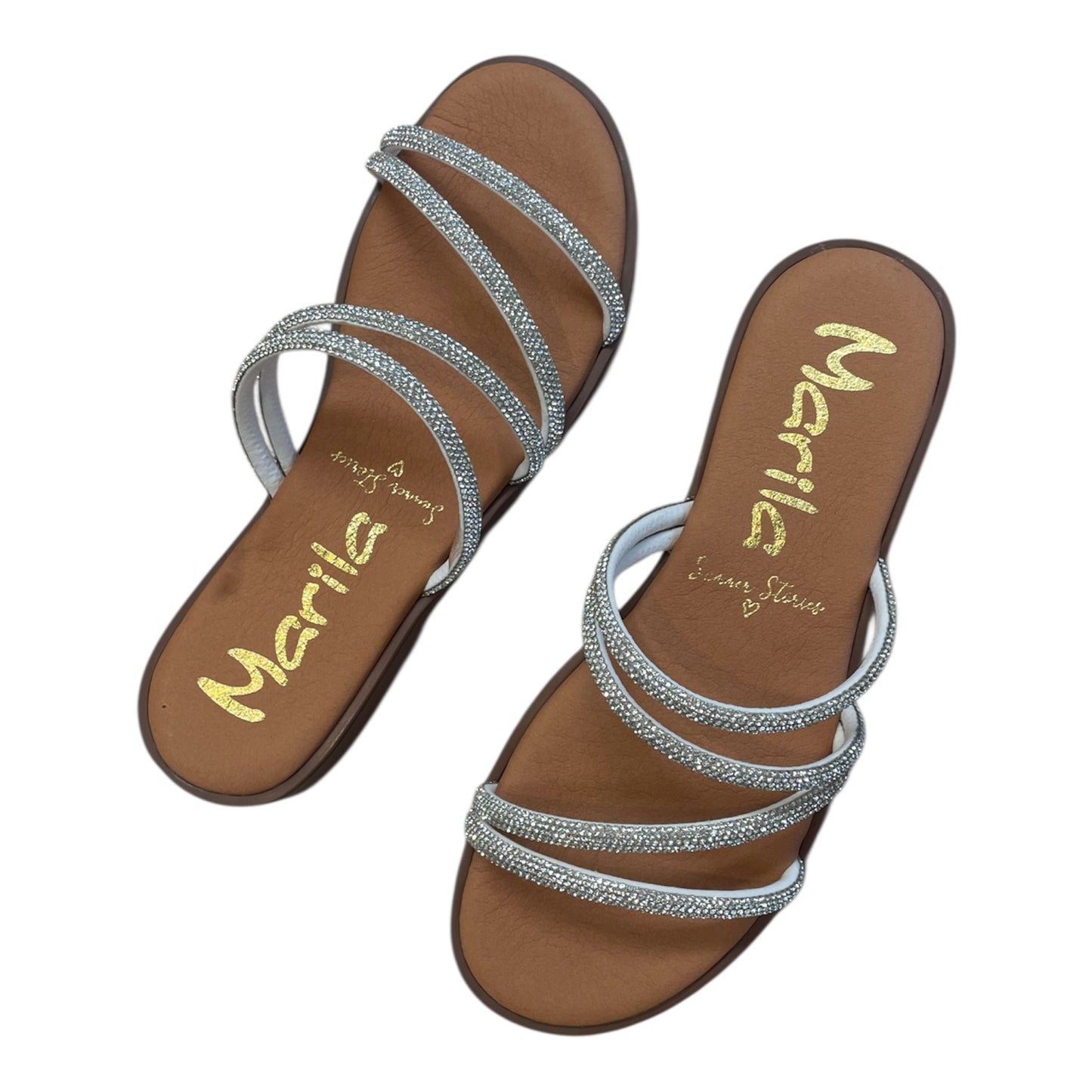 Marila silver flat slip on sandals