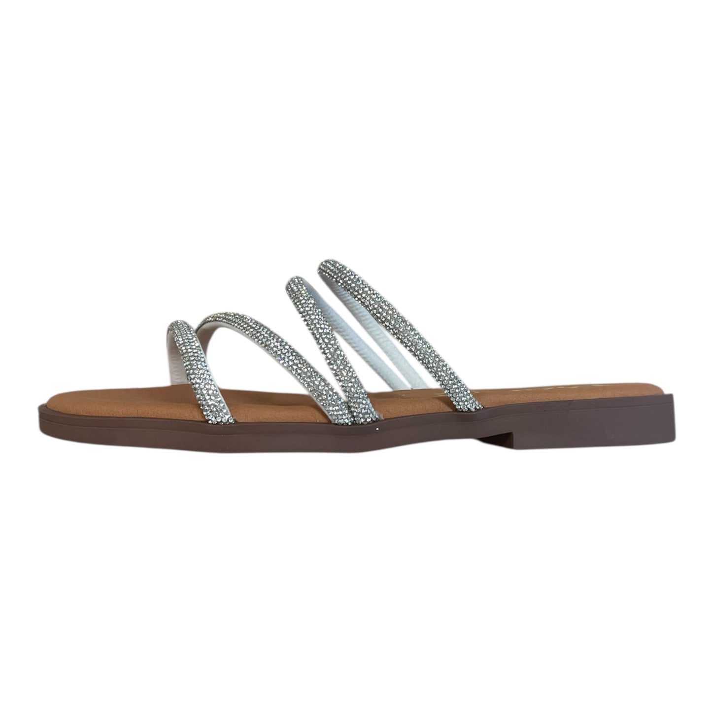 Marila silver flat slip on sandals
