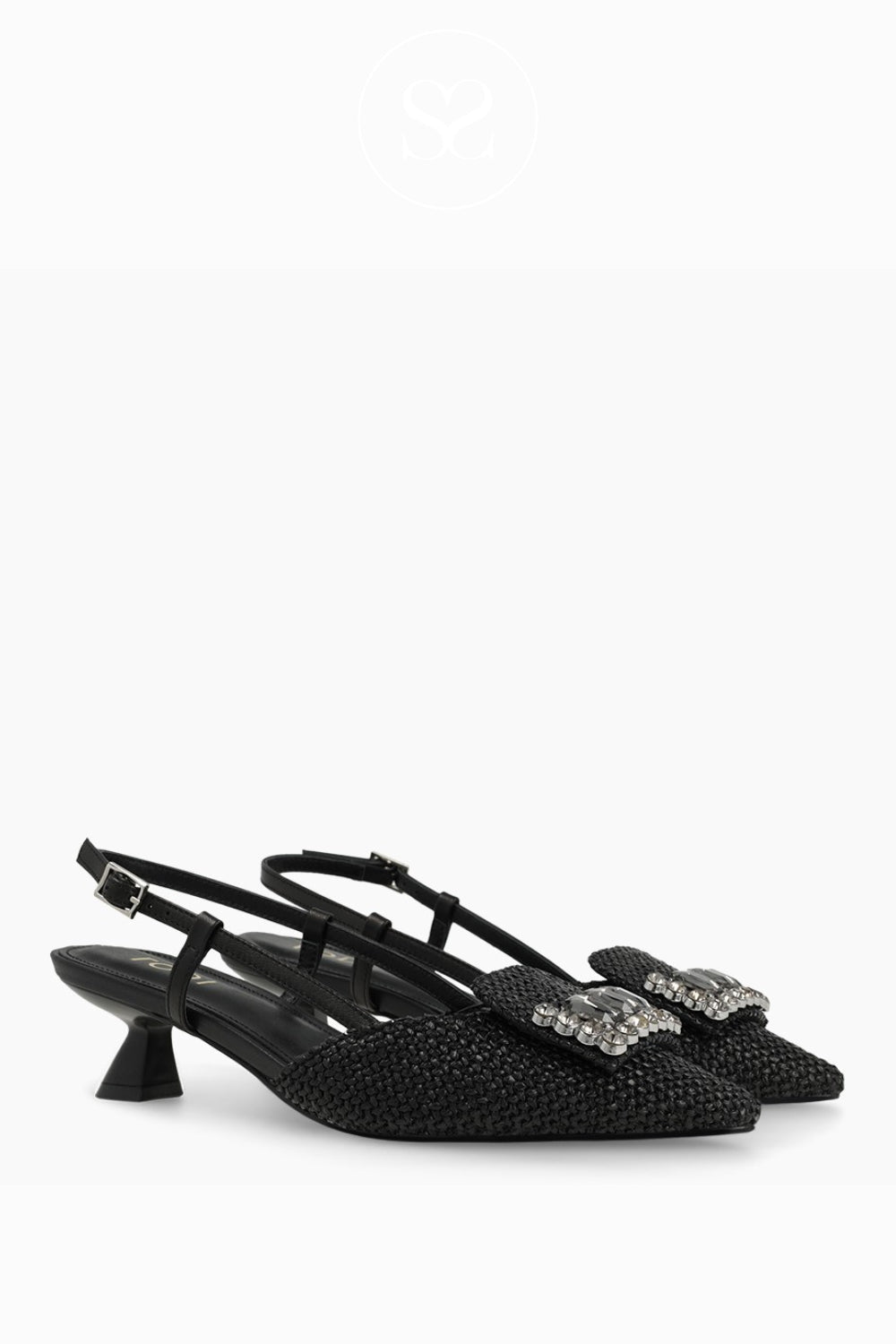 Lodi black raffia slingback