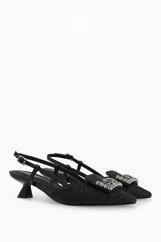 Lodi black raffia slingback - Melissakshoes