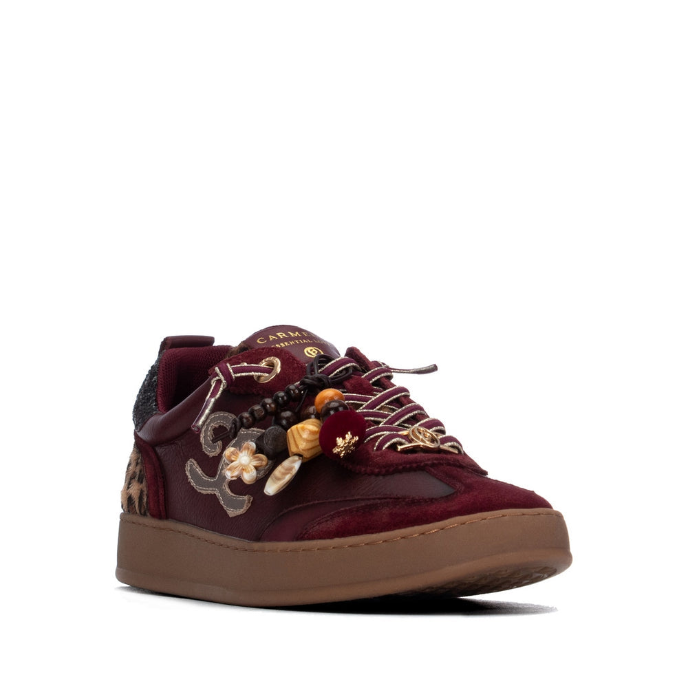 Carmela burgundy leather and suede sneakers