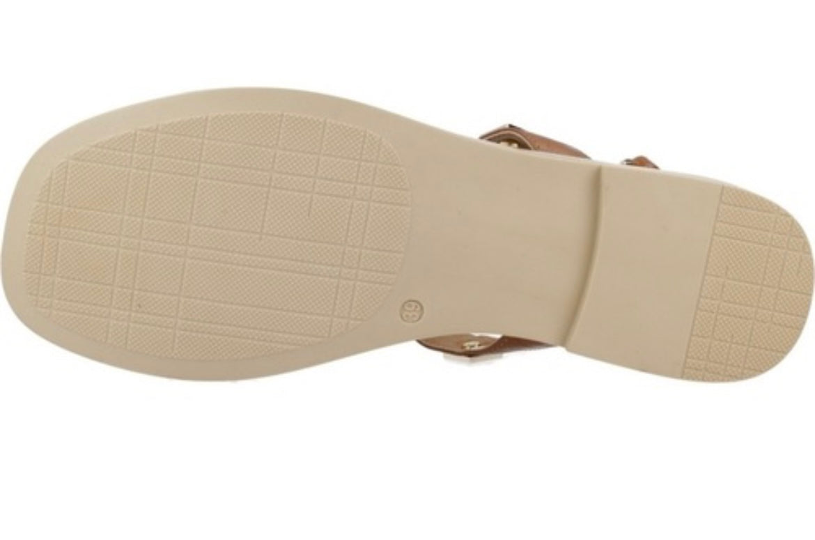 Repo tan leather gladiator sandals