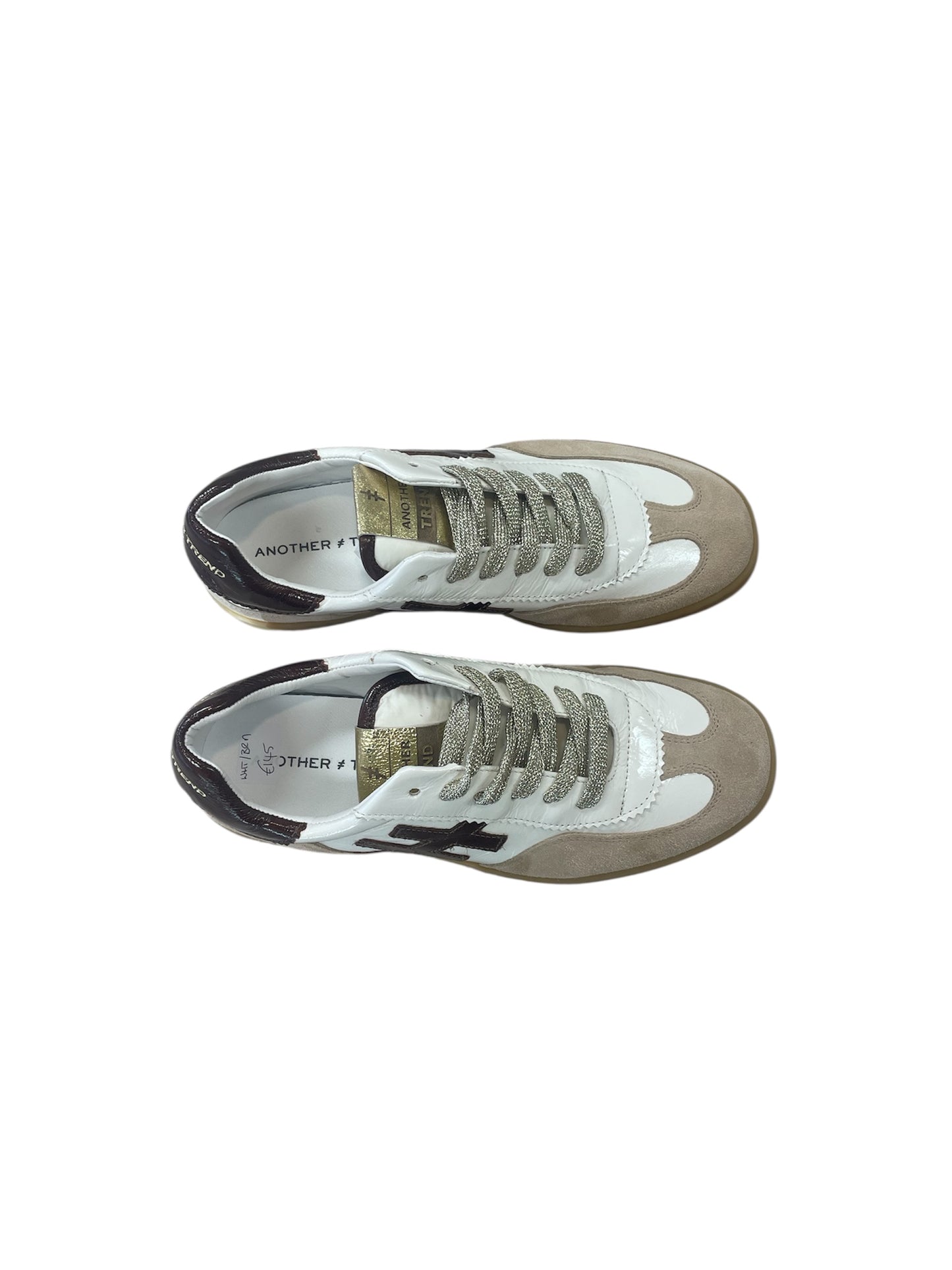 Another trend beige white and brown suede and leather sneakers - Melissakshoes