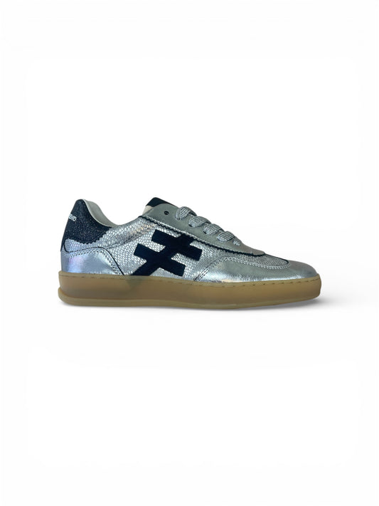 Another Trend silver and black reptile leather sneakers