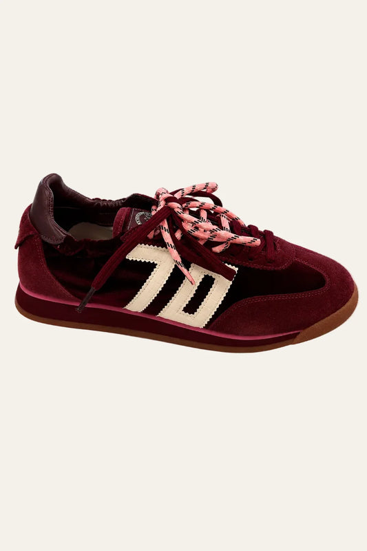 Back 70 burgundy velvet suede sneakers
