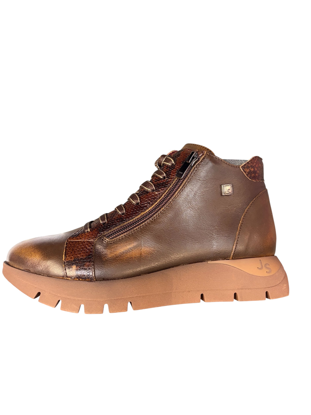 Jose Saenz Tan & Brown Leather Zip Ankle Boot