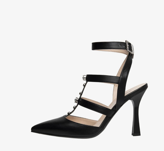 NeroGiardini black leather heeled shoes