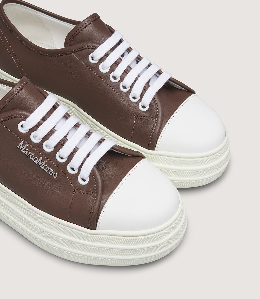 Marco Moreo brown leather platform sneaker