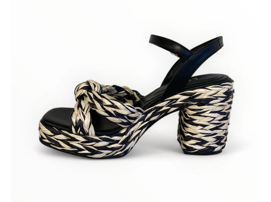 Lodi black and cream platform sandal
