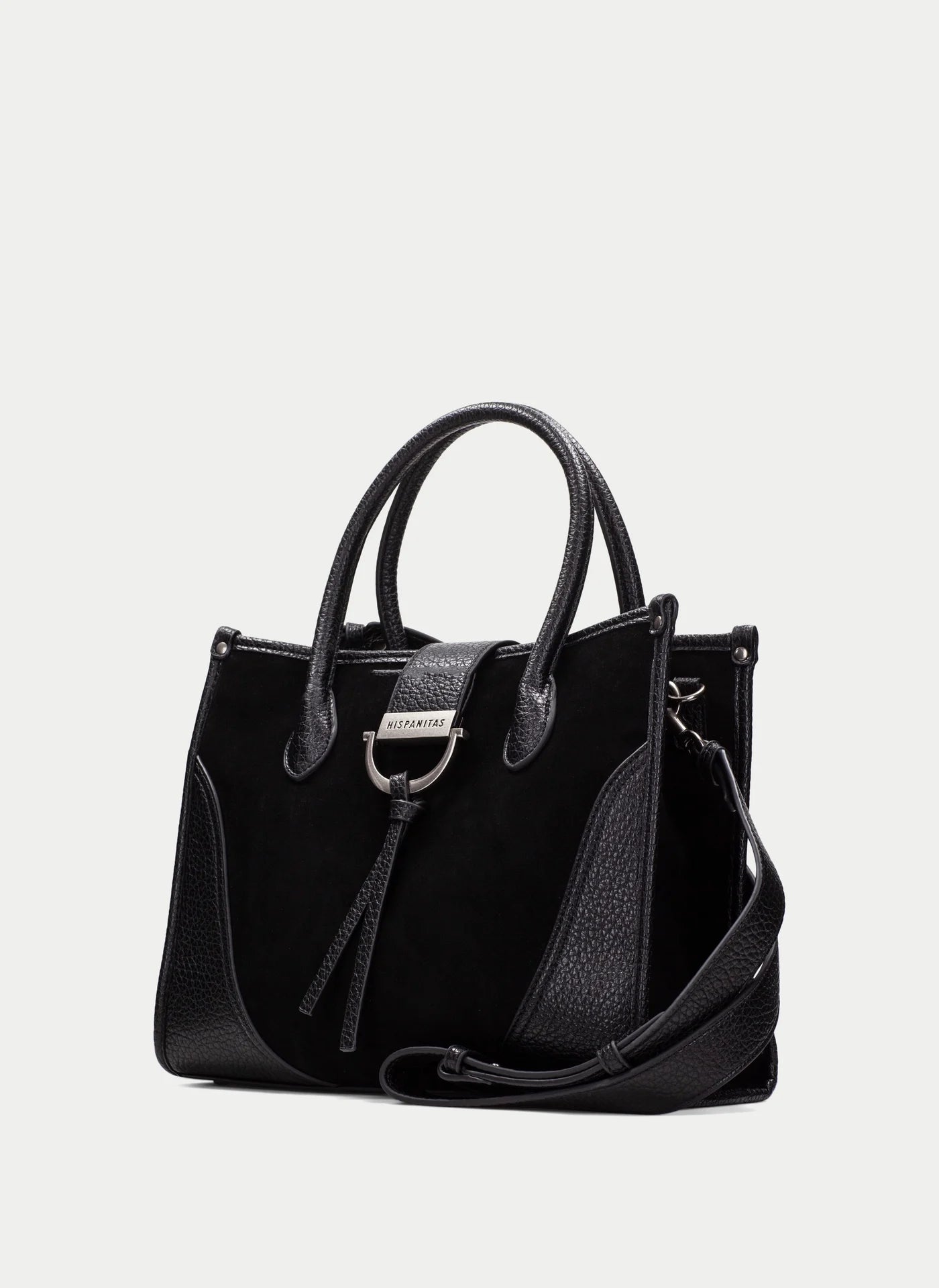 Hispanitas black suede and leather tote bag