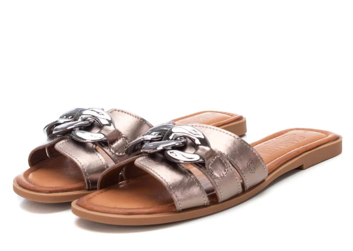 Carmela bronze leather mules