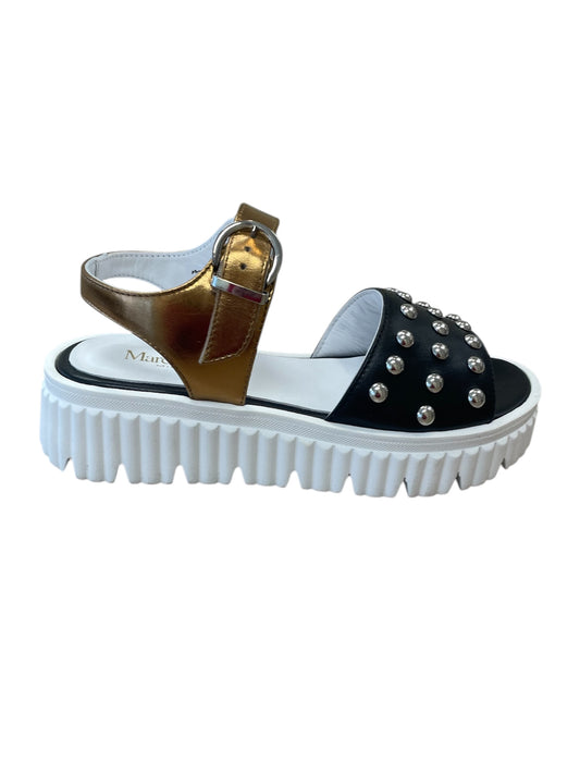 Marco moreo black and gold leather  platform sandals