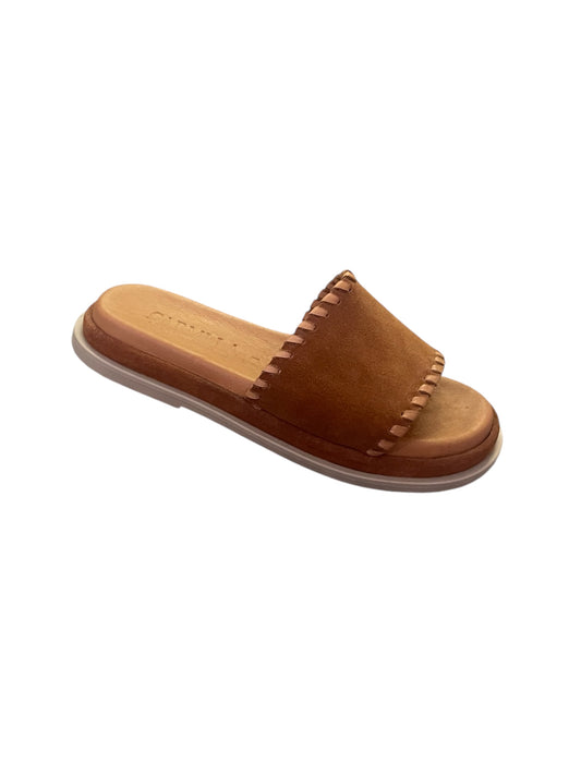 Carmela tan suede leather flat mules
