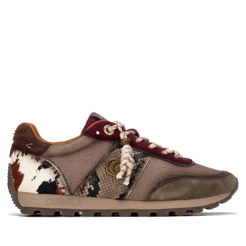 Carmela brown , taupe and burgundy leather sneakers