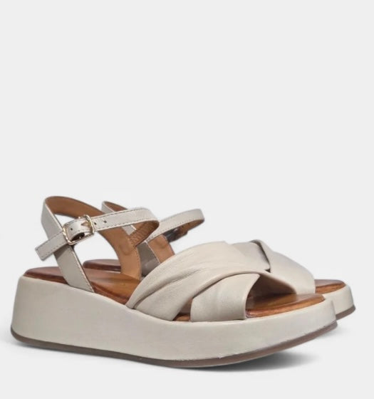 Repo beige leather platform sandals