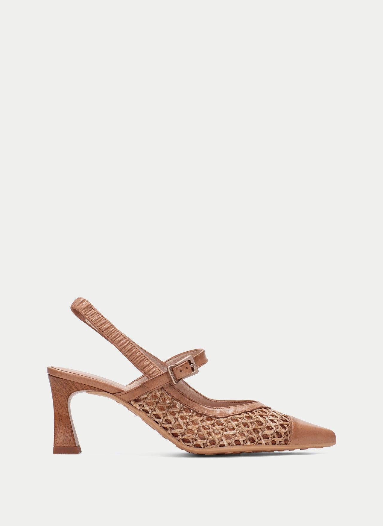 Hispanitas tan raffia and leather Mary Jane pointed slingback shoes - Melissakshoes