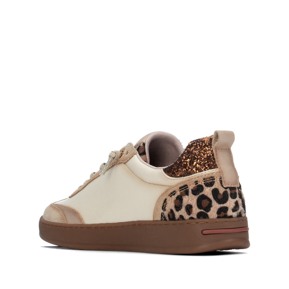 Carmela cream leather and suede sneakers