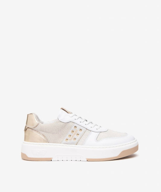 Nerogiardini white leather and canvas sneakers