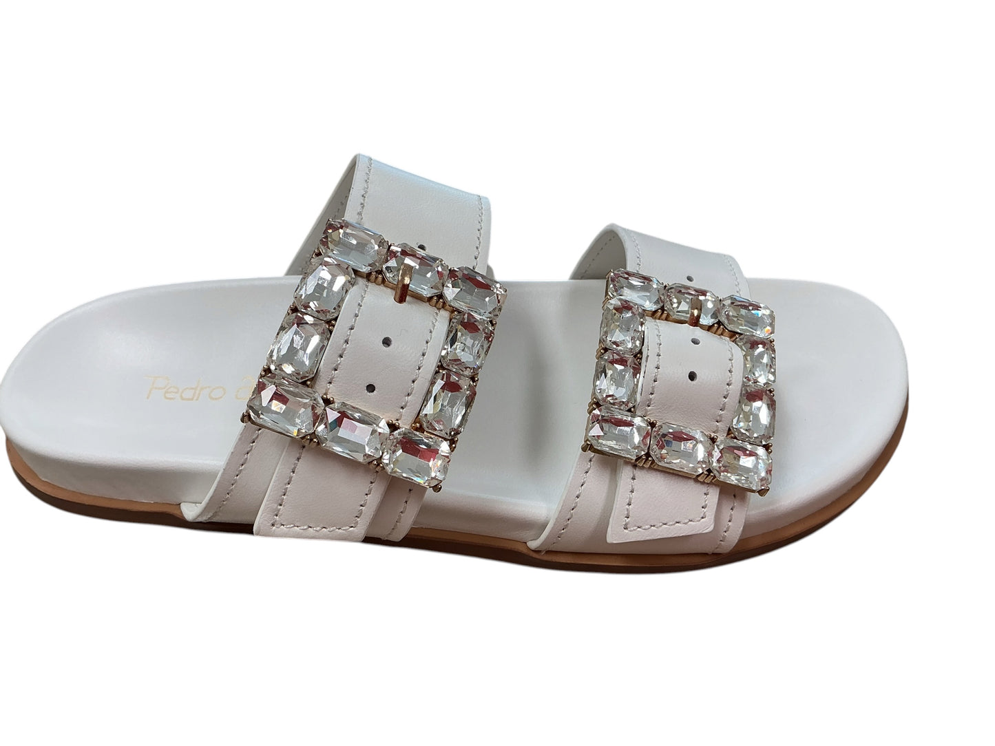 Pedro anton white leather slides