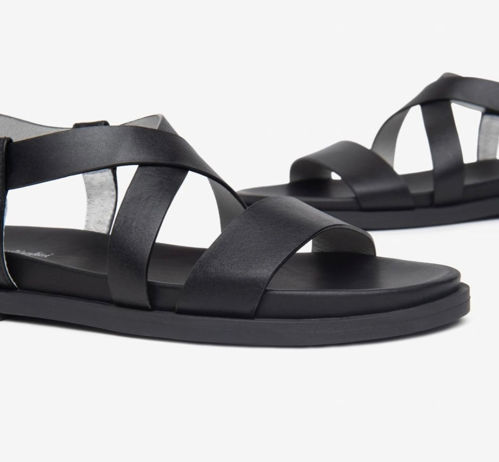 NeroGiardini black leather flat sandals