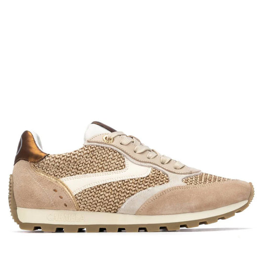 Carmela beige suede and raffia sneakers