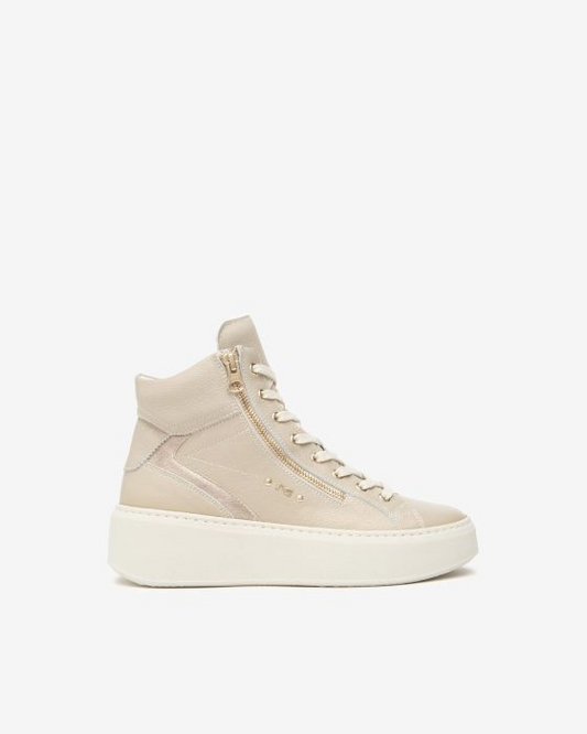 Nerogiardini beige platform high top sneaker